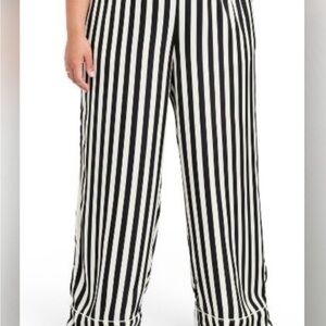 La Ligne Black & White Vertical-Stripe Wide-Leg Pants